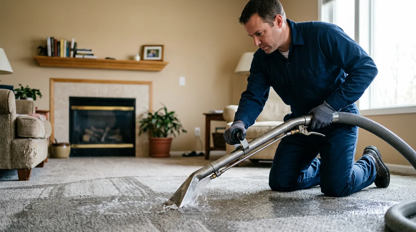Water damage restoration technician working near West Islip, NY
